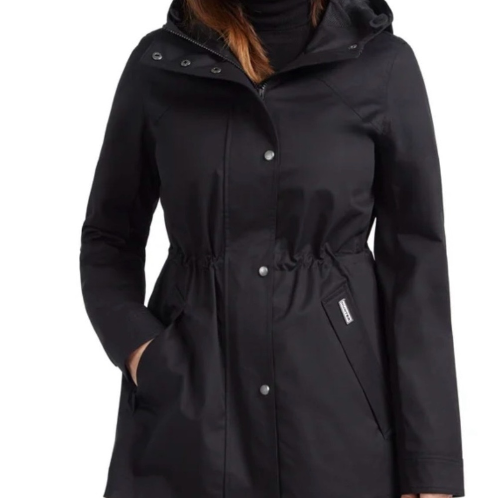 Hunter NWT Black Hooded Raincoat XL